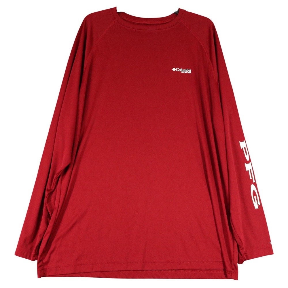 Columbia PFG Performance Fishing Shirt Mens XXL Red Omni-Shade‎ Long Sleeve